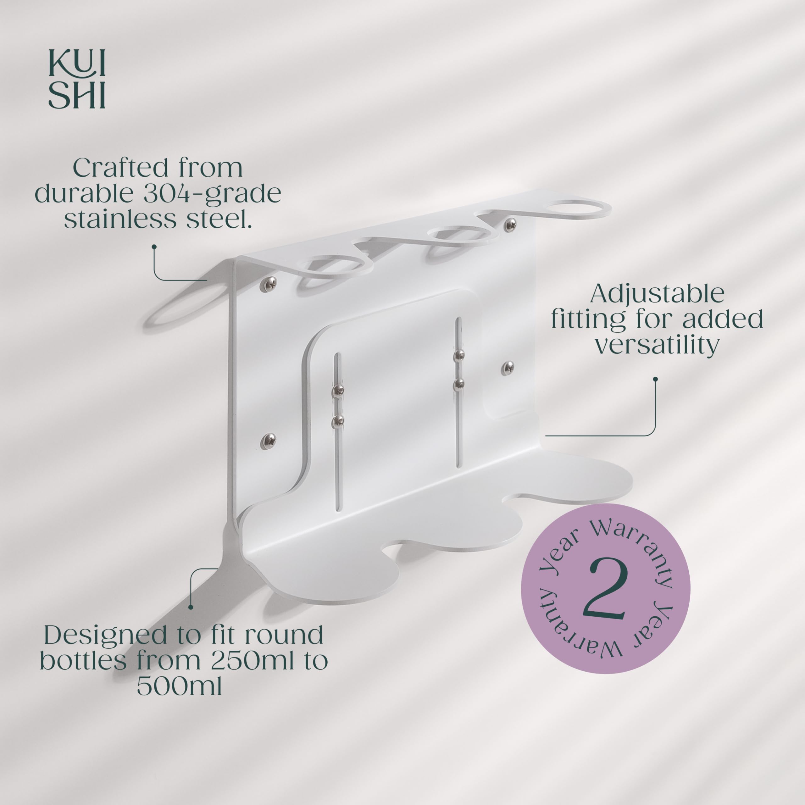 Kuishi Supporto per dispenser di sapone da parete, 250-500 ml, resistente alla corrosione e ai segni, decorazione, bottiglie non incluse (bianco, triplo)