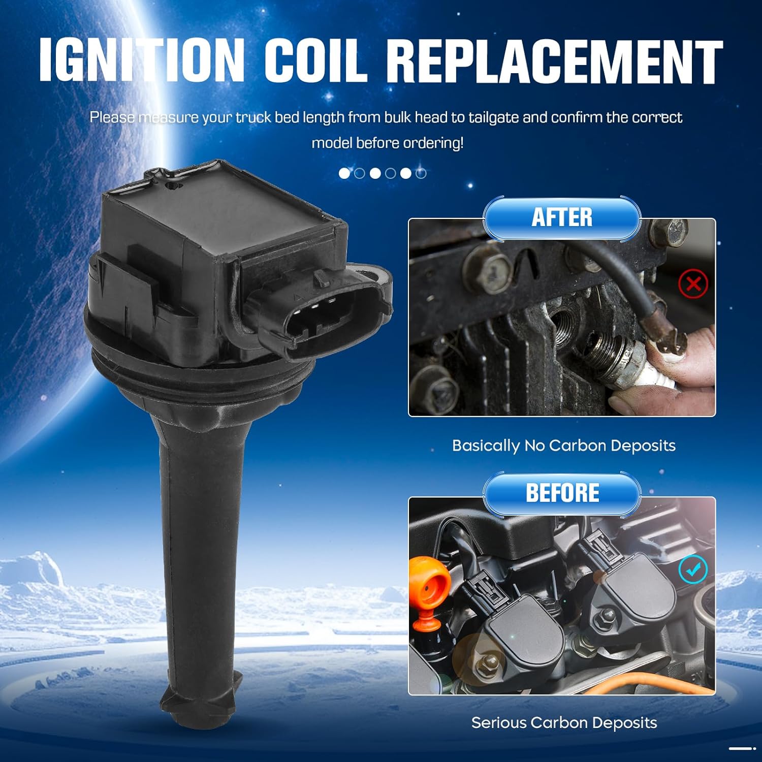 Ignition Coil and Iridium Spark Plug for Volvo C70 1999-2005, S60 2001-2009, S70 1999-2000, S80 1999-2006, V70 1999-2007, XC70 2003-2007, XC90 2003-2006, C1258 5C1320 E371, 5 Sets