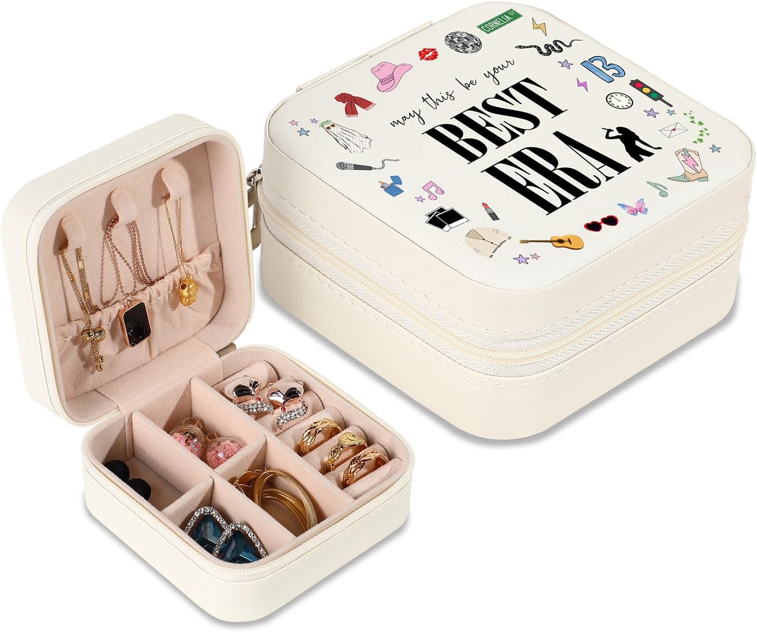 Jewelry Box, Small Jewelry Case for Taylor Fans, Taylor Gifts Merch, Portable Jewelry Case with Best Era for Bracelet, Necklace, Ring, Earring Organizer Holder Storage Boxes