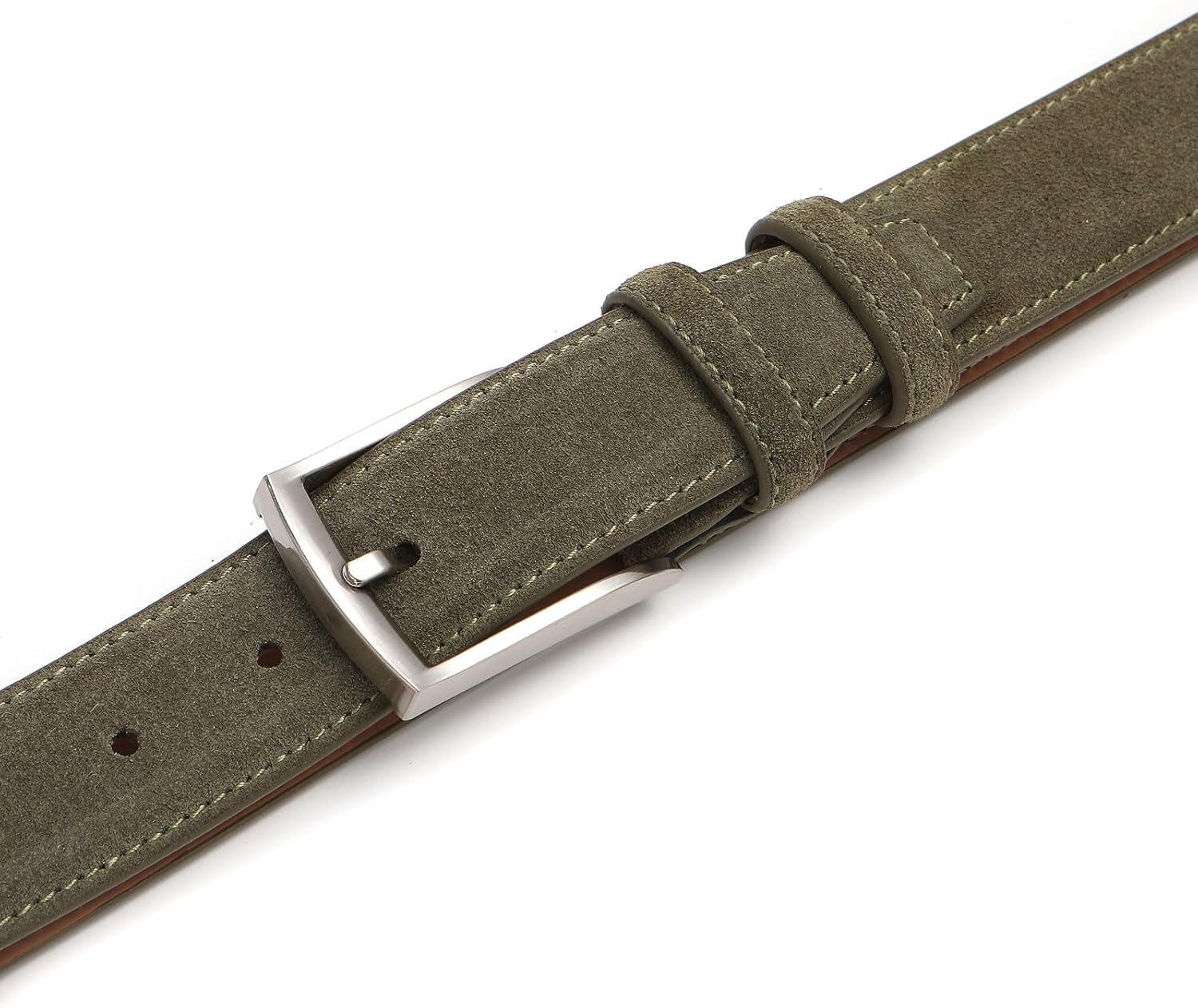 Genuine Suede Leather Belt for Men, 1 3/8" Wide Dress Casual & Golf Belt - Image 4