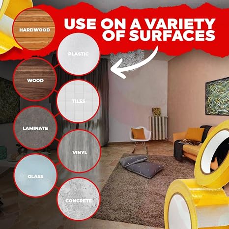 MAT Carpet Tape Double Sided Adhesive 1/2 Inch x 75 Feet High Tack Rug Tape for Hardwood, Mounting, Textiles Residue Free, Strong Adhesion to Floor, Tiles, Area Rough Fixed DCCT61W