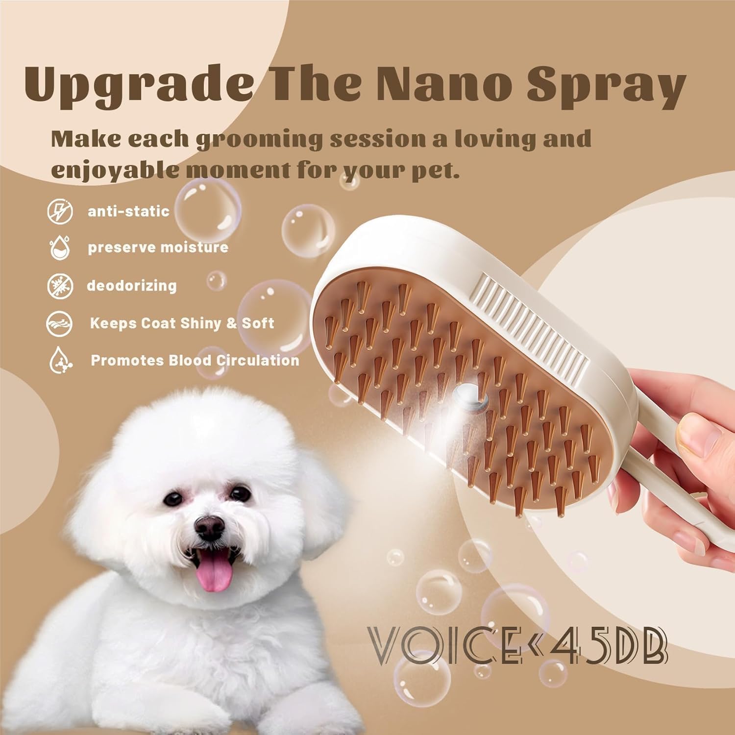 Cepillo de vapor para gatos, cepillo de vapor recargable para mascotas, para desprendimiento, cepillos de masaje en spray de agua, depilación de perro, cepillo de limpieza automático, peine