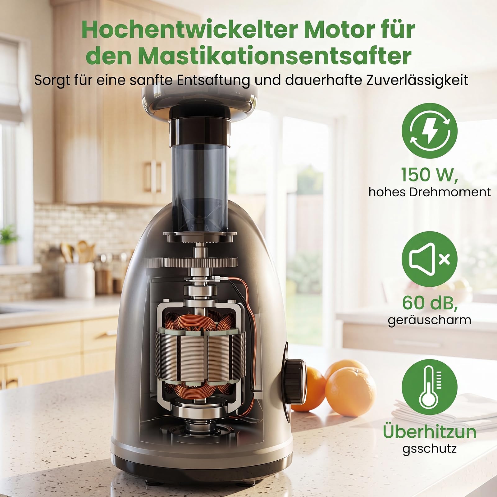 COSTWAY Entsafter Gemüse und Obst, Slow Juicer mit Rückwärts-Kau-Funktion | mit 700 ml Becher & 1,1 L Fruchtfleischbehälter & Reinigungsbürste, kompakte Obstpresse für frische Säfte, Drinks, Silber