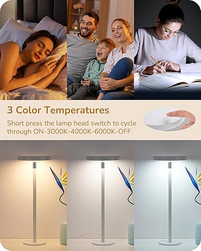 Miniatura 6 de EDISHINE Lámpara de mesa LED con 2 alturas ajustables, 5%-100% regulable y 3 temperaturas de color, control táctil, lámpara de escritorio moderna