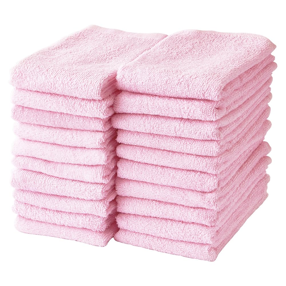 Amazon｜GamachaTowel フェイスタオル同色20枚セット (ベビーピンク