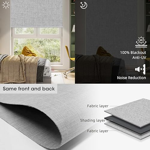 Miniatura 4 de SmartWings Persianas motorizadas para ventana con control remoto que funcionan con Apple Homekit Thread Z-Wave Alexa Blackout de doble cara