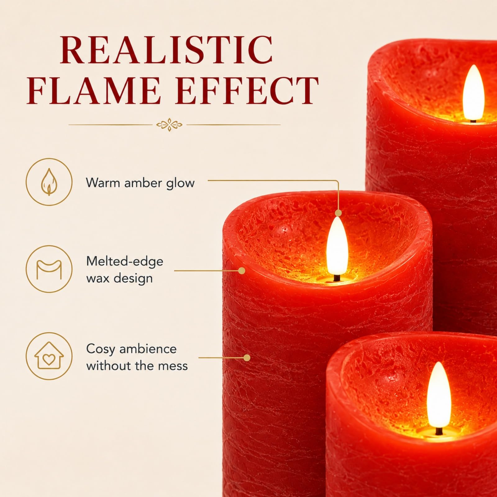 Mateju 8 Pezzi Candele LED Fiamma Oscillante con Telecomando e Timer, Candele LED Decorative a Batteria Luci Senza Fiamma Lunghe per Interni Esterni Camera da Letto Sala (Rosso)