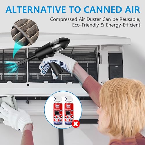 Miniatura 2 de Plumero de aire comprimido limpiador de teclado plumero de aire reutilizable sin enlatado soplador y aspiradora 2 en 1 plumeros de aire eléctricos