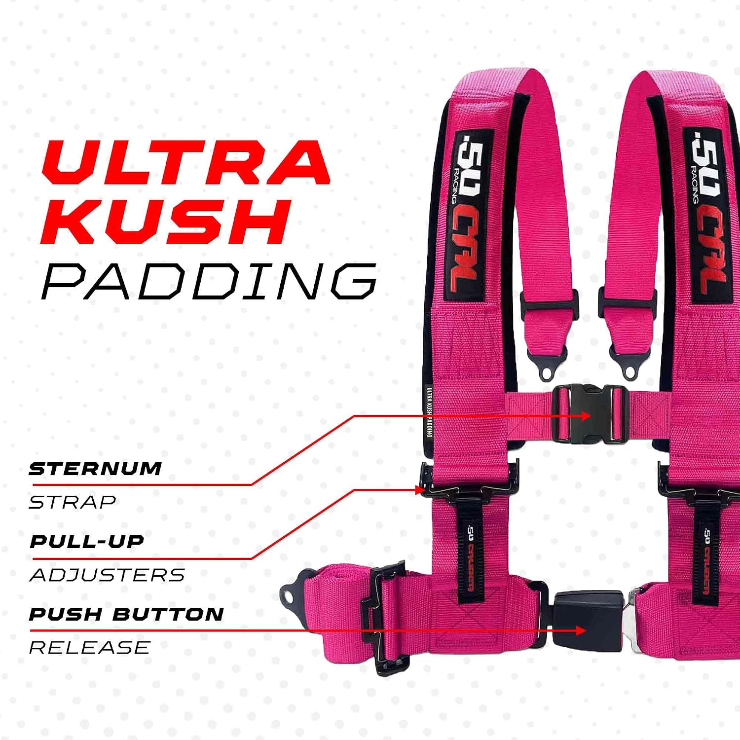 1pc Pink 4 Point Harness for Bucket Seat Latch Release 9 Color harnesses Racing Harness 4 point Race Car Off Road UTV RZR [6034]