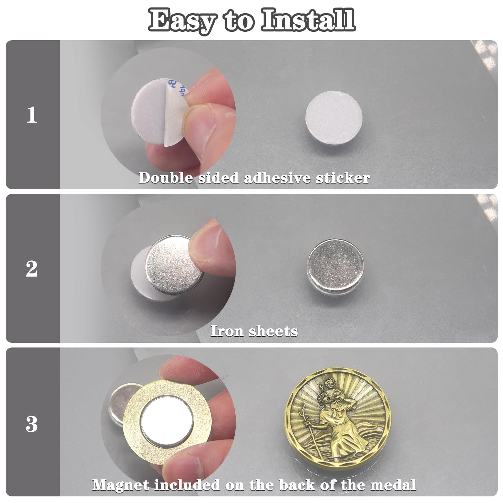 Medaglia Di San Cristoforo Per Auto - 2 Clip Per Visiera Con Benedizione, Regalo Per Viaggiatori - Foto 7