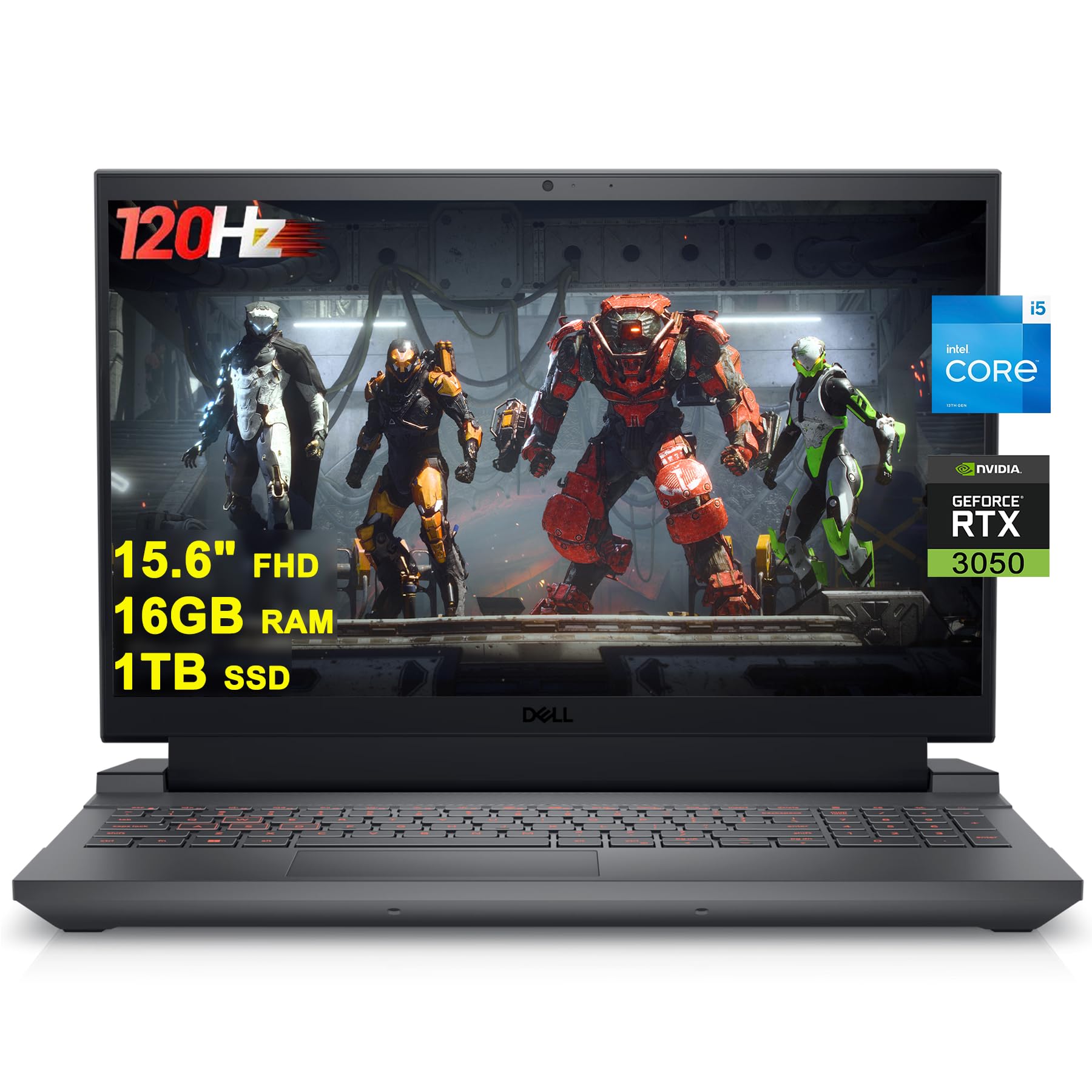 DELL G15 5530 Gaming Laptop 15.6" FHD 120Hz Intel 10-Core i5-13450HX (Beat i7-12650H) 16GB RAM 1TB SSD GeForce RTX 3050 Backlit USB-C Win11 Black