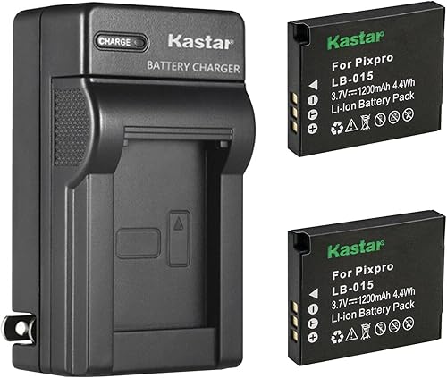 Kastar Paquete de 2 baterías LB015 y cargador de pared CA de repuesto para batería recargable de iones de litio Kokad LB-015 y cámara digital Kokad