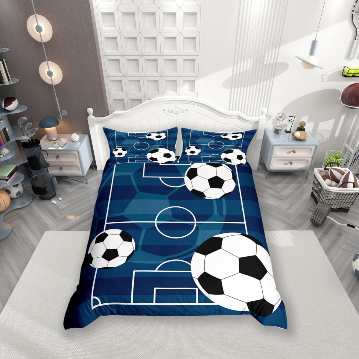 Housse de couette garçon style sport pour décorer une chambre d'enfant thème football