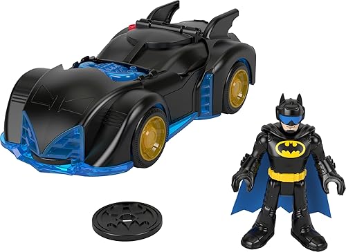Fisher-Price Imaginext DC Super Friends Batman Toy Shake & Spin Batmobile con figura posable para jugar a niños a partir de 3 años