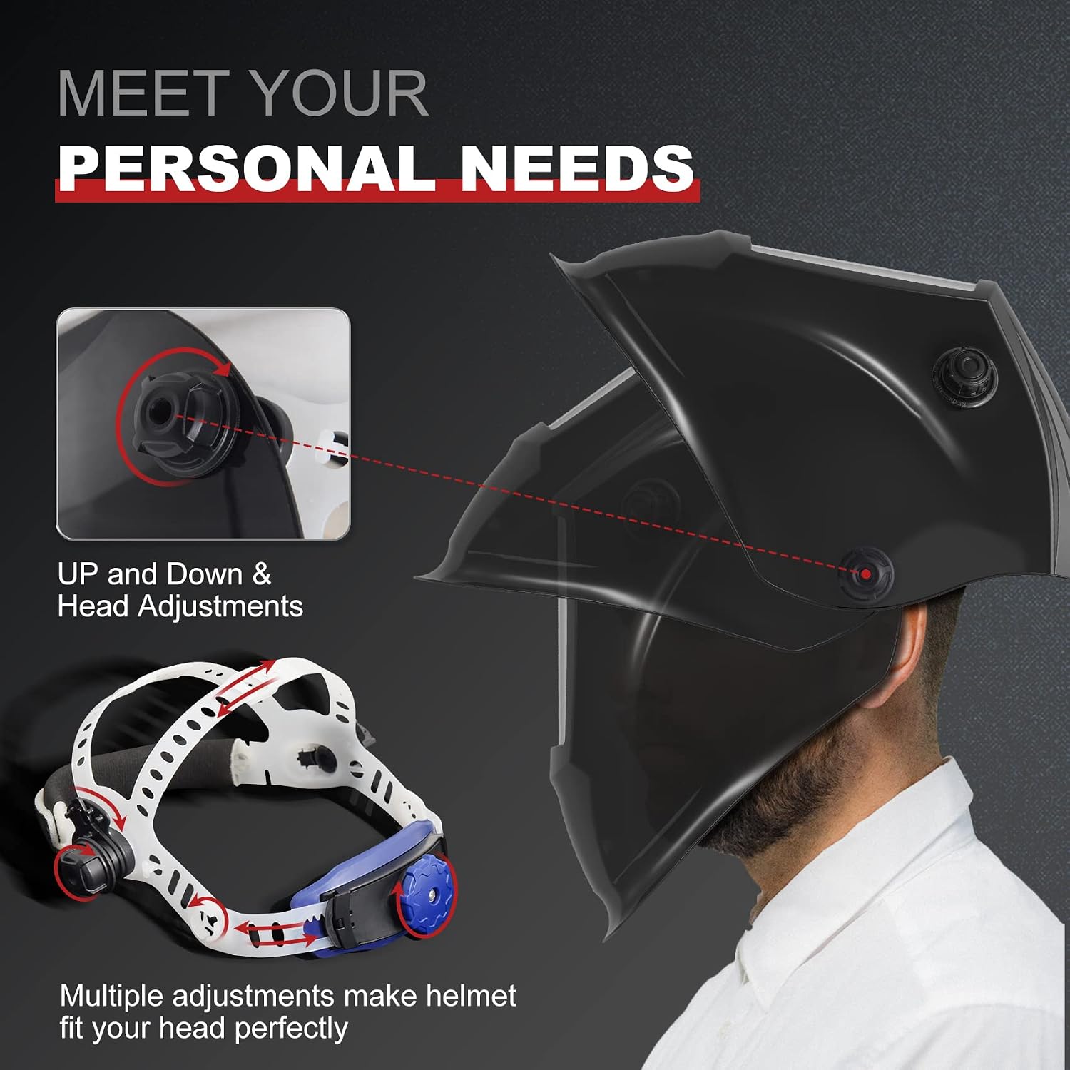 TOPDC Large Viewing Screen 3.94" x 2.64" Auto Darkening Welding Helmet, Solar/Battery Powered Welder Mask, Weld Hood 4 Arc Sensor Wide Adjustable Shade DIN 5-9/9-13 for MIG, TIG, ARC