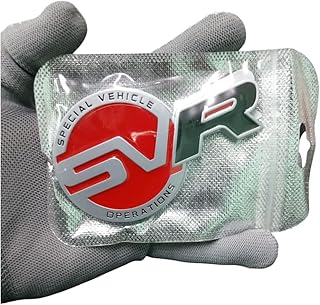 Car Rear Trunk Door Side Sticker Decal SVR Logo Red V Line Black Metal 1 Piece