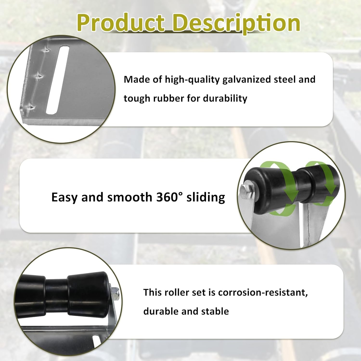 8" Boat Trailer Keel Roller with Bracket Compatible with Boat Trailer Adjustable Galvanized Steel Keel Roller Assembly Kit