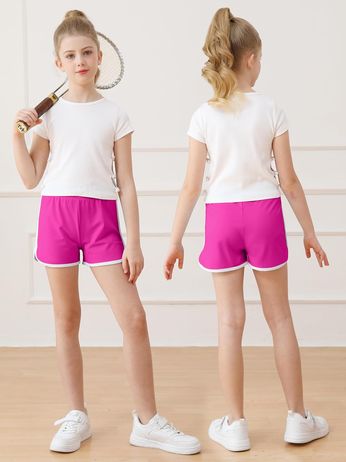 Resinta 4 Packs Girls Soccer Shorts Toddler Girls Athletic Shorts Quick Dry Workout Dolphin Kids Active Shorts - Image 2