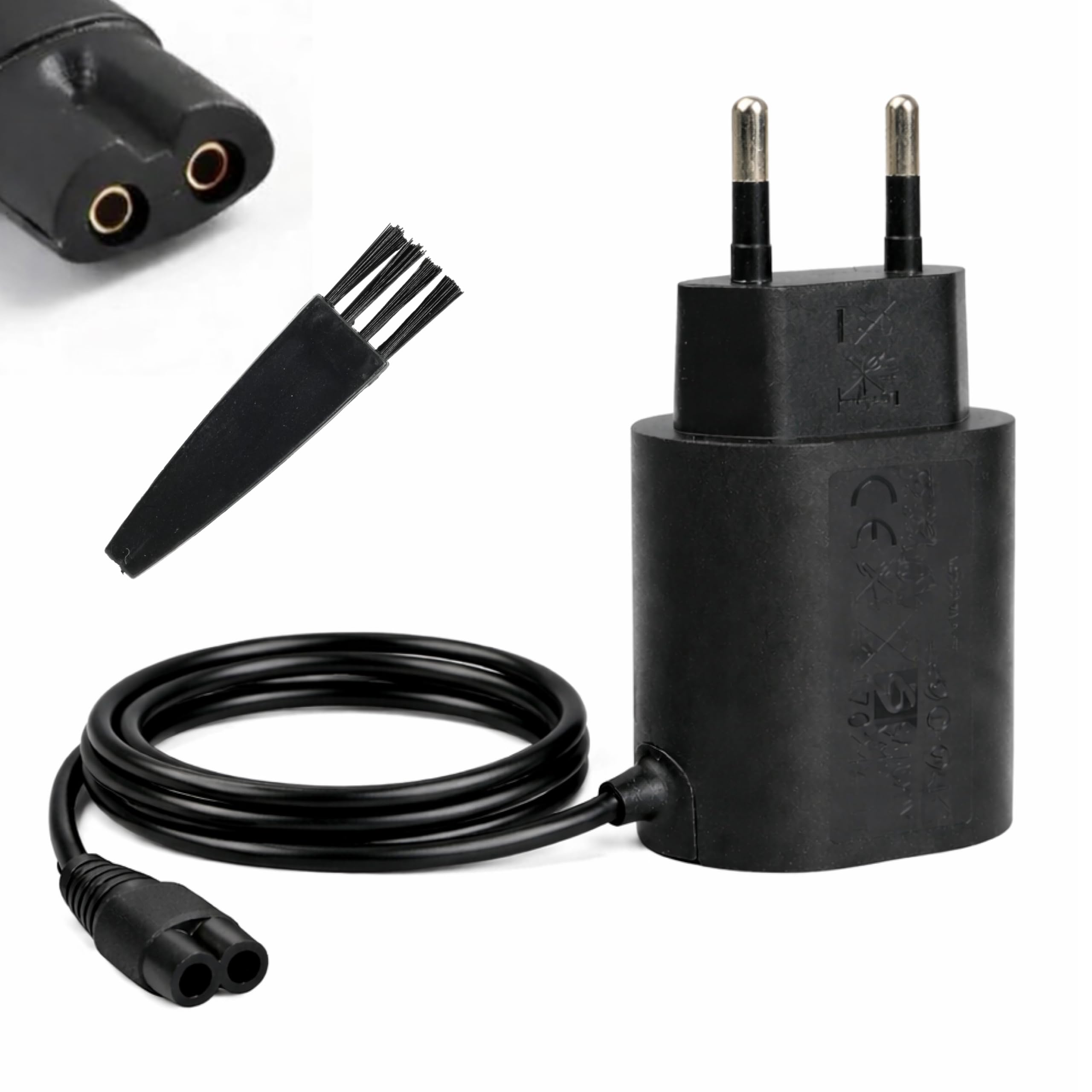 12V 0.4A Cargador Cable para Braun Maquina Afeitar para Braun Series 9 9 Pro 7 6 5 4 3 2 1, Cable Carga Maquinilla Adaptador 1 Metro, Adaptador para Afeitadora Eléctrica con Cepillo de Limpieza