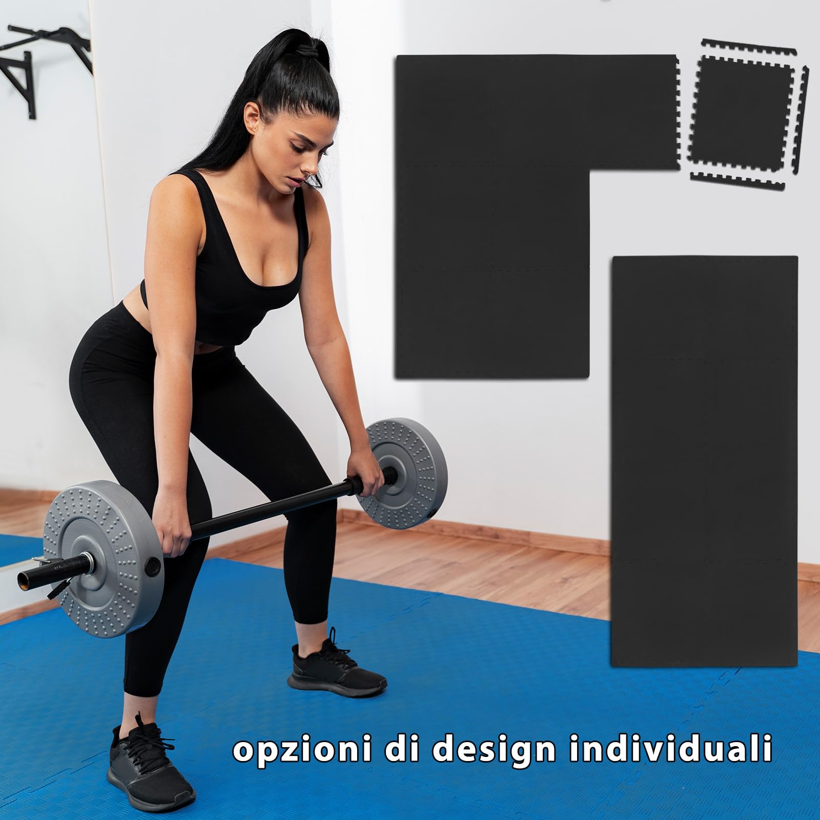 ALPIDEX Tappetino Puzzle Palestra 2,88 m³ Set 8 Pezzi 60x60x1 cm Tappetini Salvapavimento Componibile Fitness Casa Gomma EVA Protettivi Antiscivolo Materassino Gommato Gym