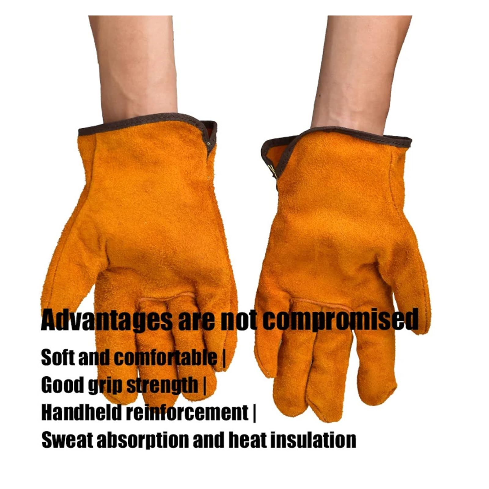 Générique Gants de travail Protection soudage cuir vache électricien isolant sécurité mécanicien résistant à l'usure(Long Gold No lining)