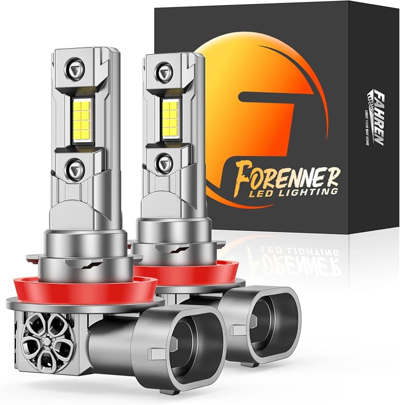 Lâmpadas LED para farol de neblina FORENNER H11 H9 H8 6500K branca – Par com 2 unidades