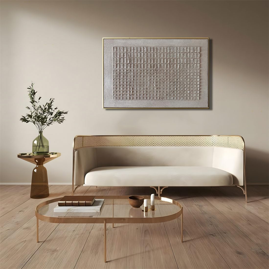 zoinart Beige Textured Wall Art, 24x36 inch