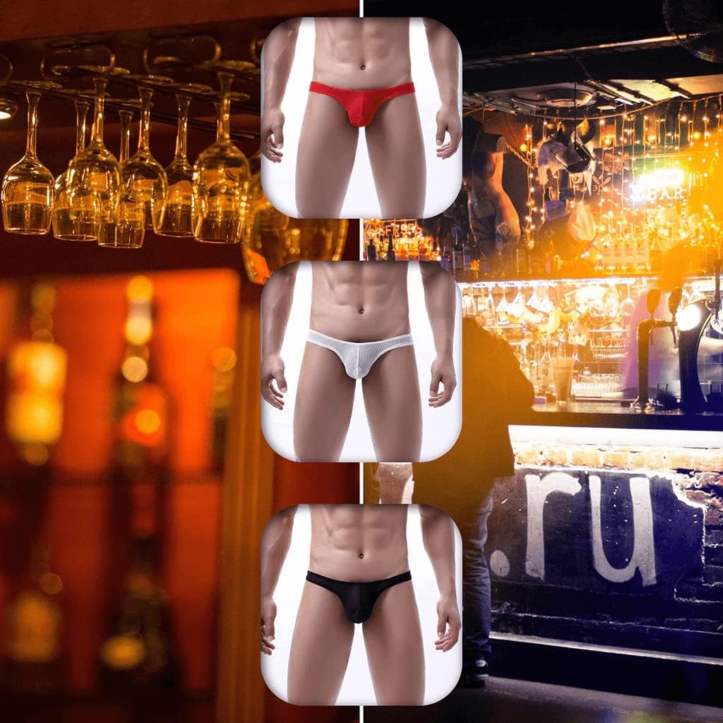 Men's Sexy Jockstrap Underwear Thong Mesh Bikini Briefs with Enhancing Pouch See through Underpants Low Rise Panty - Image 6