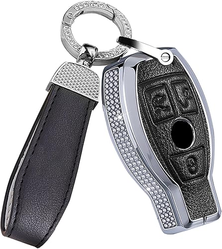 Miniatura 10 de ontto Funda de cuero para llavero de automóvil con 2 botones para Mercedes-Benz A Class B C E S G M V Class CLA CLS GLA GLC GLE GLK GL GLS SL SLK
