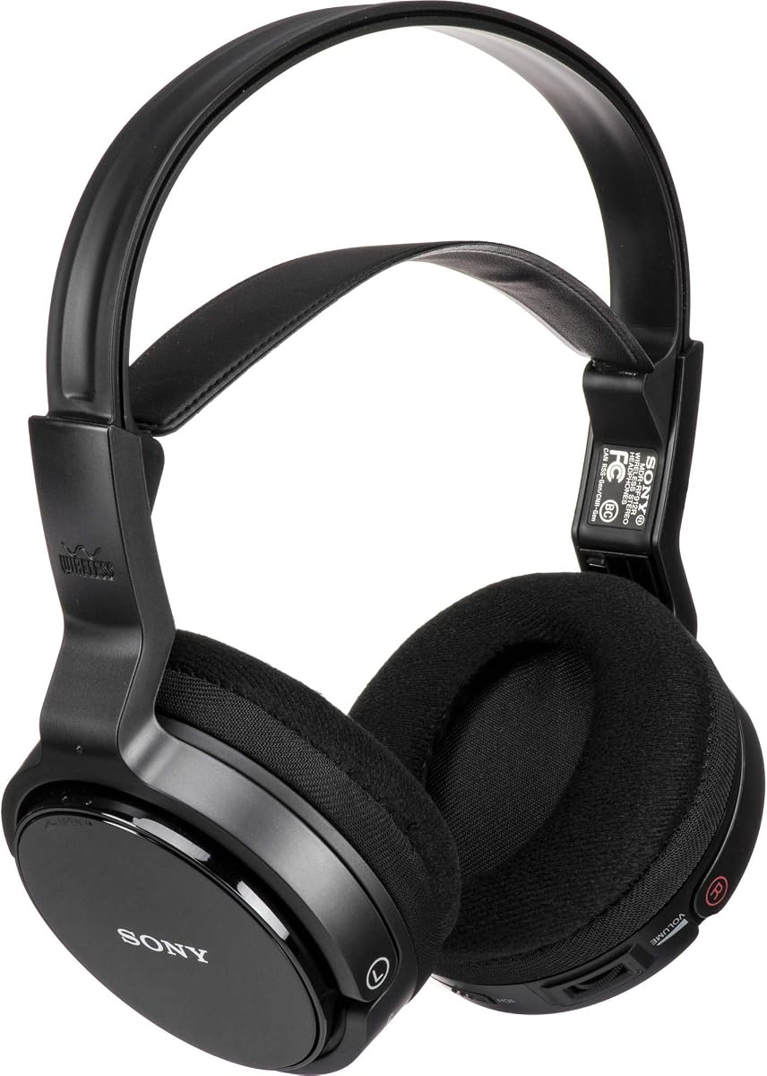 MDR-RF912RK Over-Ear Wireless Radio Frequency Stereo TV Headphone System with 40mm Drivers, Noise Reduction and Long Wireless Range, Black (Non-Retail Packaging)