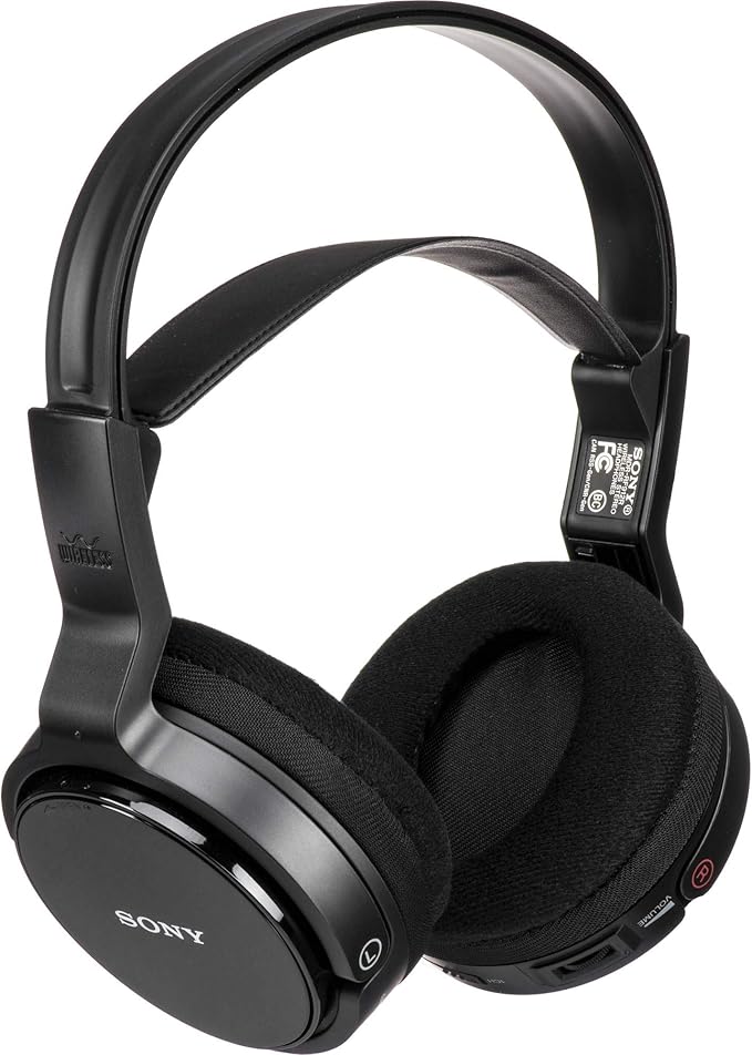 sony mdr rf912rk over ear wireless radio frequency stereo tv headphone system with 40mm drivers noise reduction and long wireless range black non r