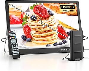 NORTHING 17.2" 1080P Portable TV, 7000mAH Built-in Powered Flat Screen TV with Antenna/USB/HDMI/AV Input, Small Television for Camping Bedroom Kitchen RV Patio Car Power Outage
