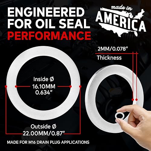 Miniatura 3 de VOTEX - Fabricado en Estados Unidos - M16 - Anillo de sellado de junta de arrastre de aceite de 0.639 pulgadas para BMW, Mini, Subaru y más -