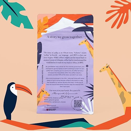 Miniatura 9 de Kahawa 1893 Café molido especias africanas de tostado medio, 12 onzas, con canela, cardamomo y clavo, como se ve en Shark Tank, altos antioxidantes,