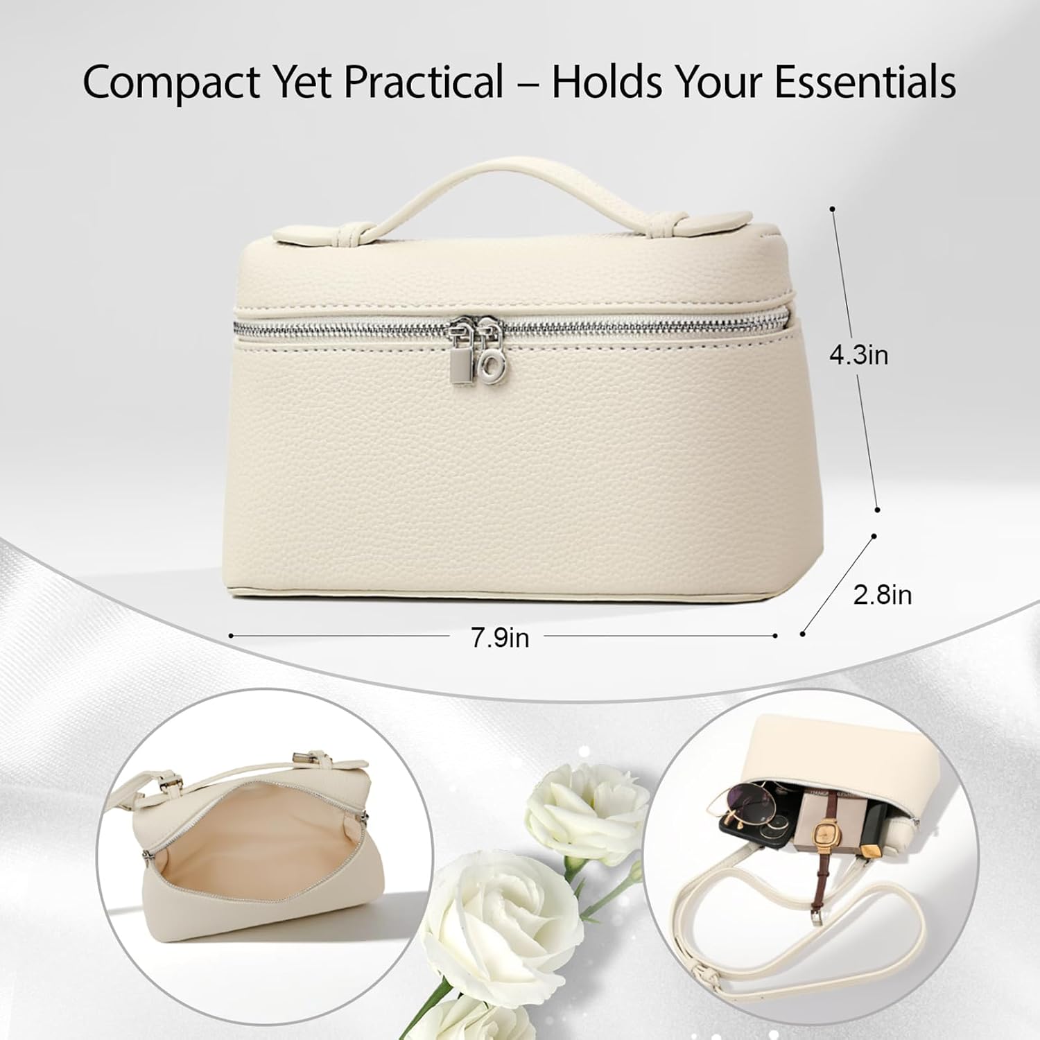 Crossbody Bags for Women – Small Designer Top Handle Shoulder Bag with Adjustable Strap, Pebbled PU Leather Handbag