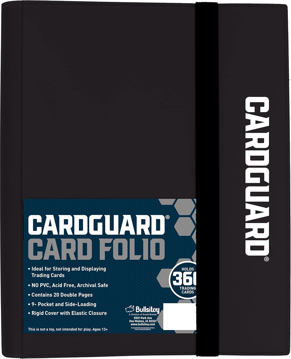 CardGuard Trading Card Pro-Folio, 9-Pocket Side-Loading Pages, Holds 360 Cards, Black