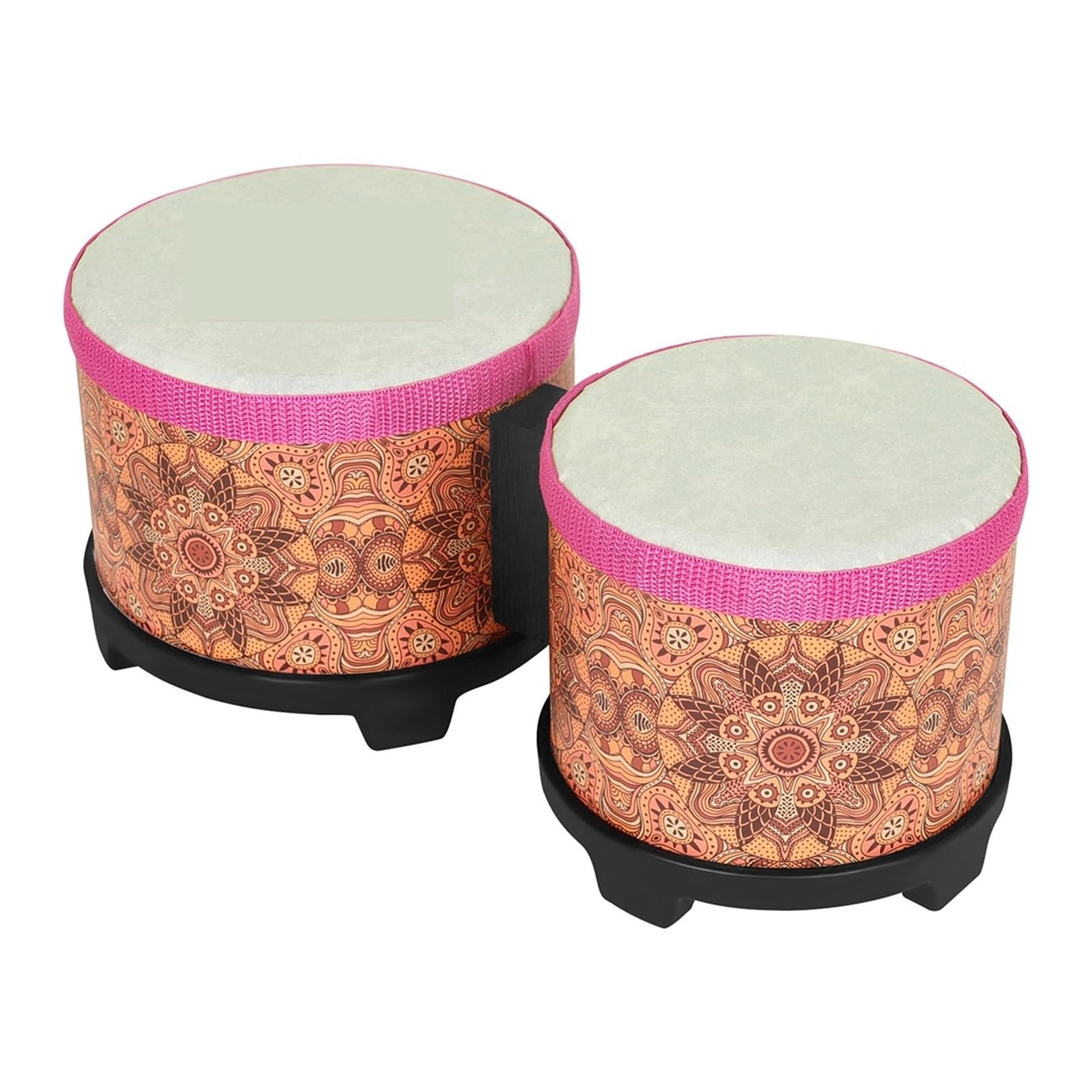 Bongos Bongo-Trommel, 5 + 6 Zoll, verbundene Handtrommel, stimmbare Trommel, professionelles Schlaginstrument for Erwachsene, Anfänger(Orange Bongo Drum)