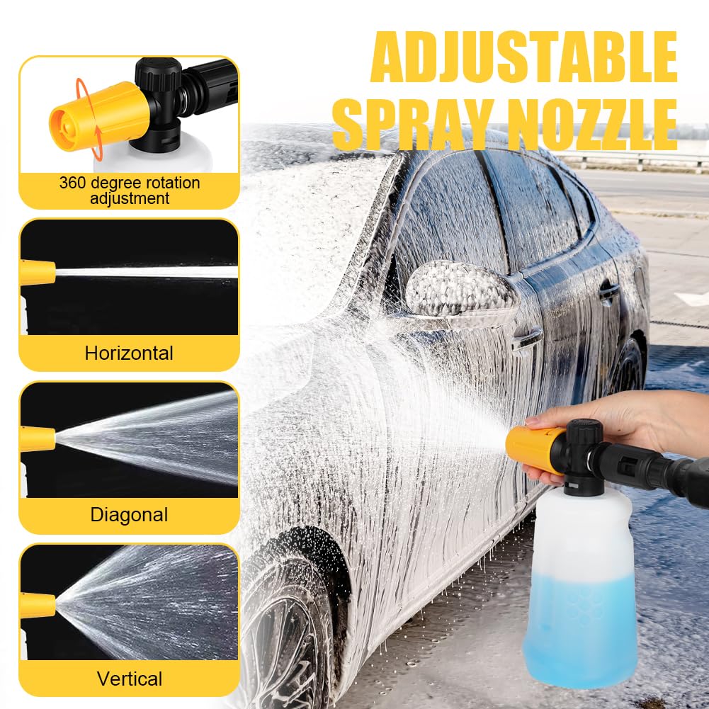HOTUT Lance à Mousse Neige pour Nettoyeur Haute Pression, 700ml Canon à Mousse, Distributeur de Savon Epais, avec Buse de Pulvérisation Réglable,pour Karcher K Series K2 K3 K4 K5 K6 K7