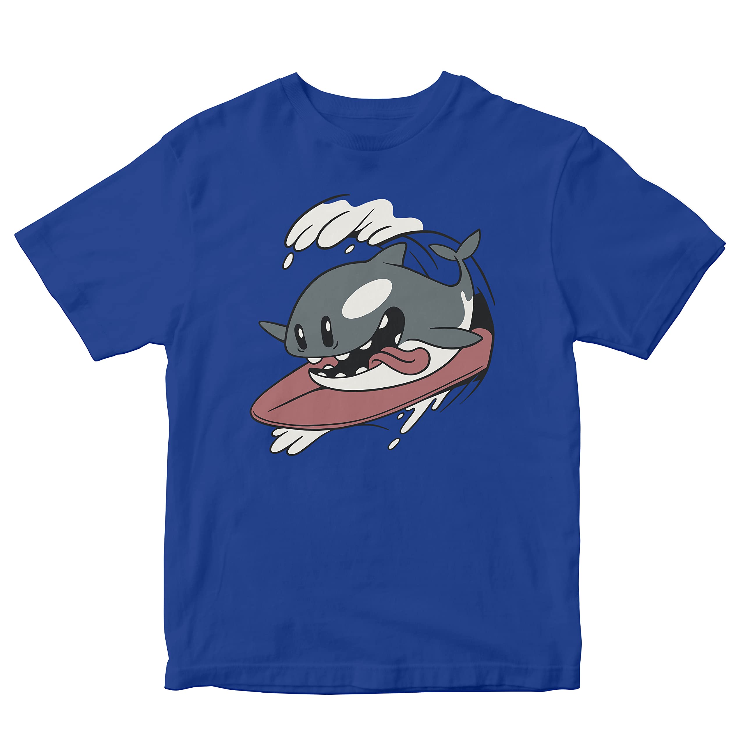 Heybroh Kids T-Shirt Surfing Orca - Killer Whale 100% Cotton Boy's Girl's Regular Fit Unisex T-Shirt