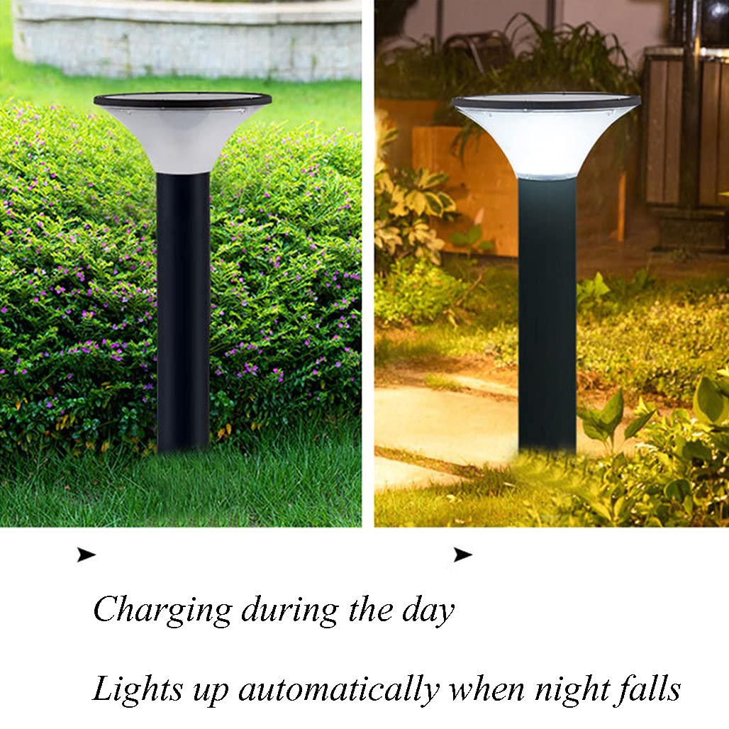 5W LED Solari Lampioncini da Esterno con Sensore Crepuscolare, Moderno Design Lampione da Giardino con Picchetto, Lampioncino da Giardino Alluminio Nero, IP65 Impermeabile,34cm