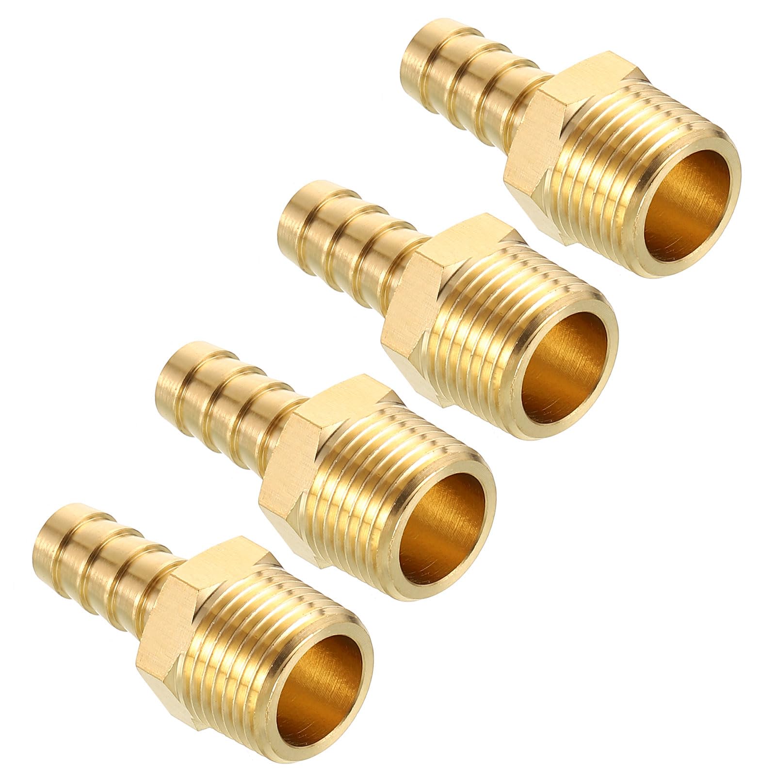 Kozelo Pack of 4 Brass Hose Barb Fittings 3/8" Hose Barb to 3/8" NPT Male Fittings