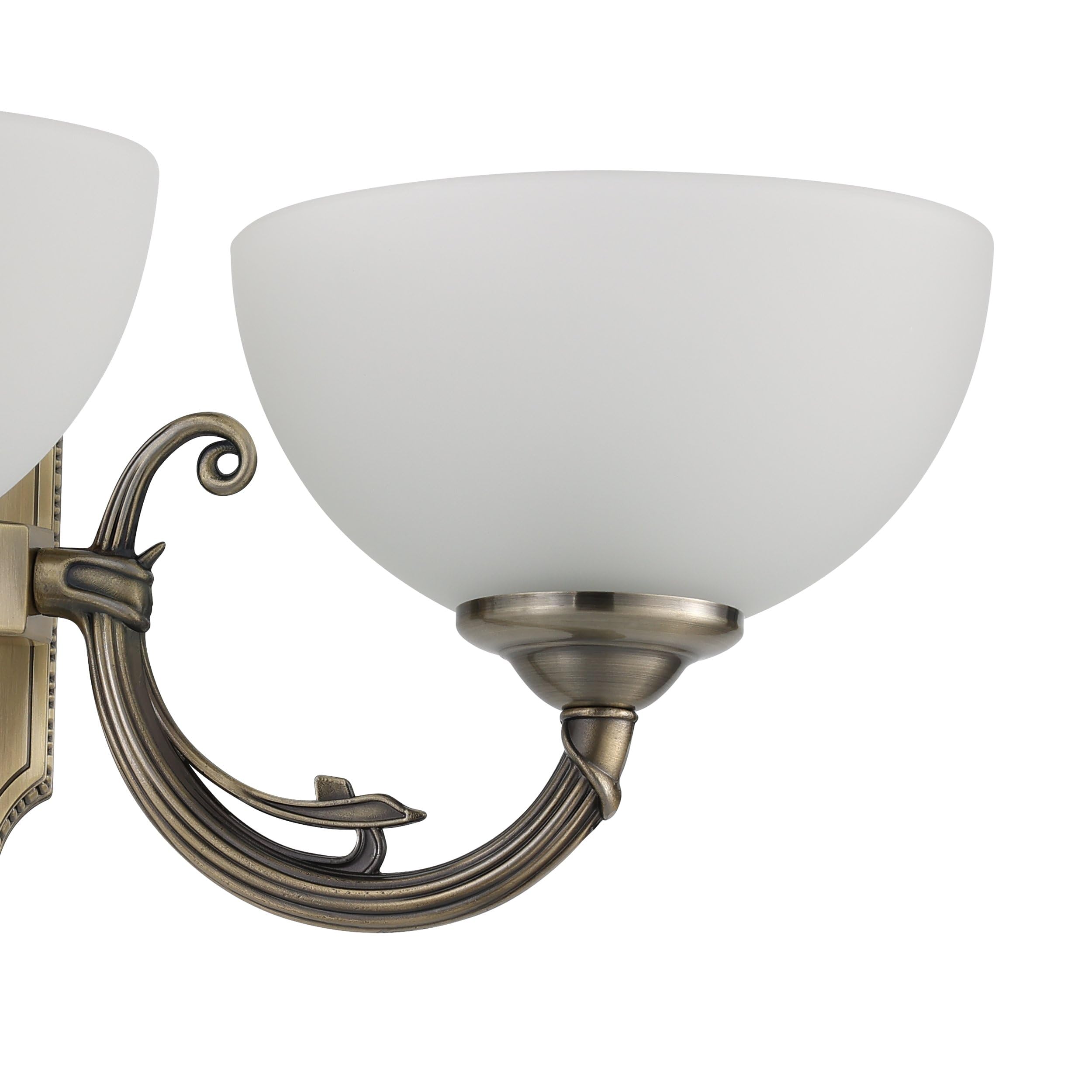 EGLO Wandlampe Savoy, 2 flammige Wandleuchte Vintage, Rustikal | Wandleuchte innen aus Metallguss, satiniertem Glas, Wohnzimmerlampe, Flurlampe in Brüniert, Weiß, Lampe mit Zug-Schalter, E14