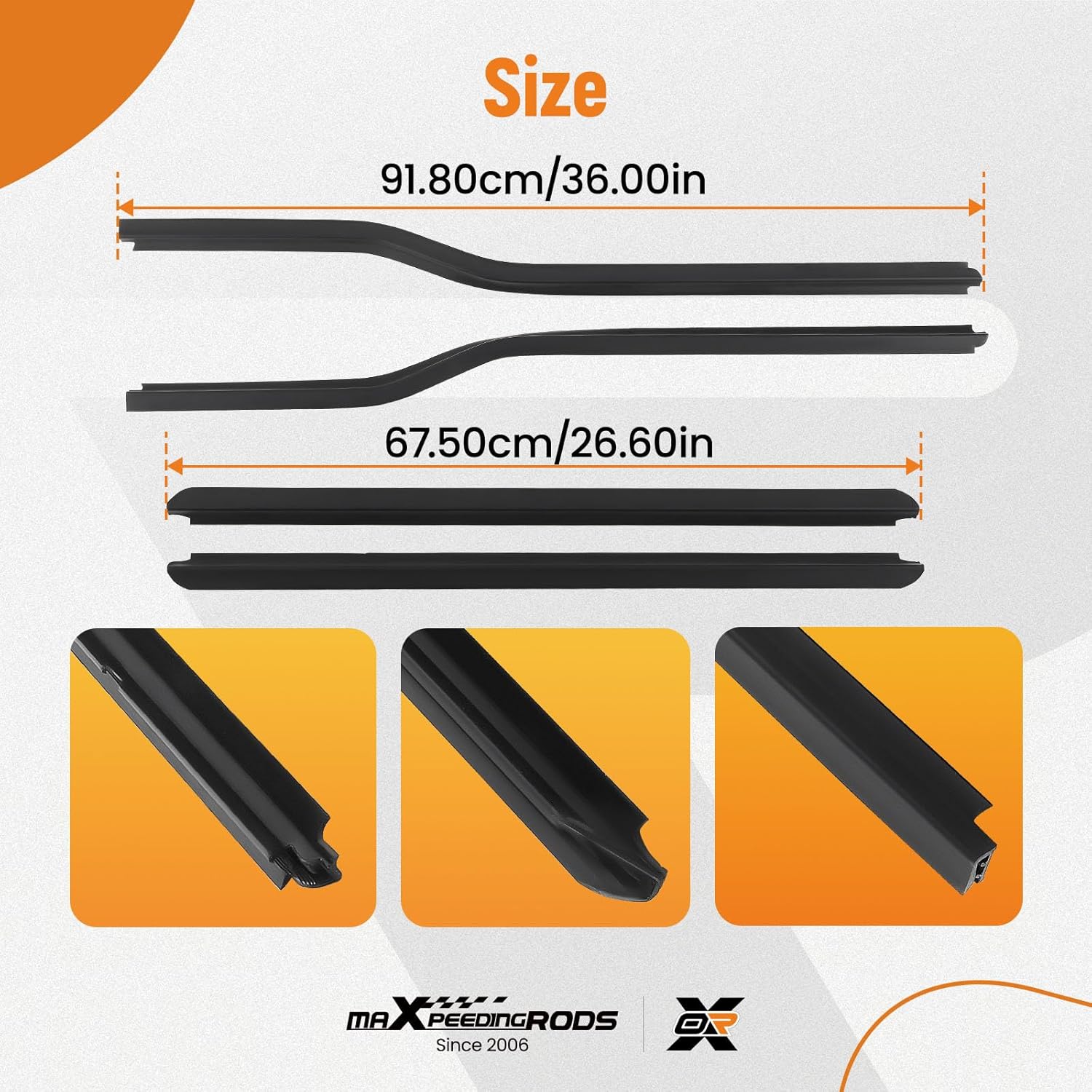 maXpeedingrods 4PCS Window Weatherstrip Moulding Trim Seal Belt Kit for Ford F250 F350 F450 F550 Super Duty 1999-2016 Replace F81Z2521452AA F81Z2521453AA F81Z2625596AA
