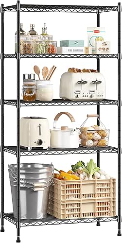 5-Tier Shelf 1010LBS Storage Shelves Adjustable Wire Shelving Metal Shelving