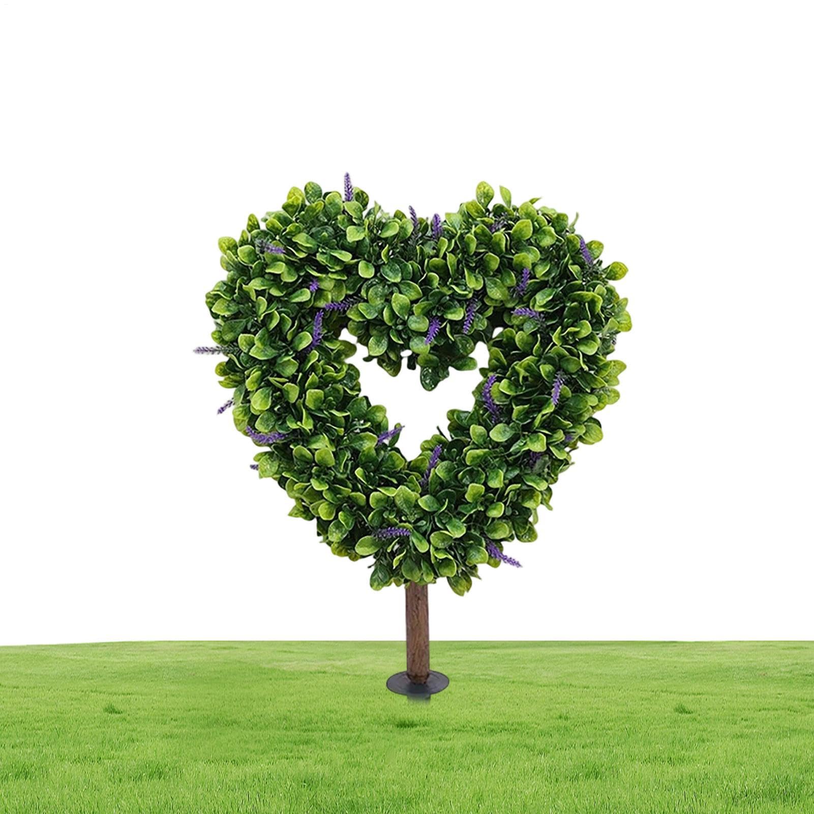 Topiary w Kształcie Serca Sztuczna Roślina Dekoracyjna | Topiary na Walentynki z Palikiem do Dziedzińca, Trawnika, Werandy, Podwórka, Domu Wiejskiego, na Ślub, Wiosenne Rękodzieło i