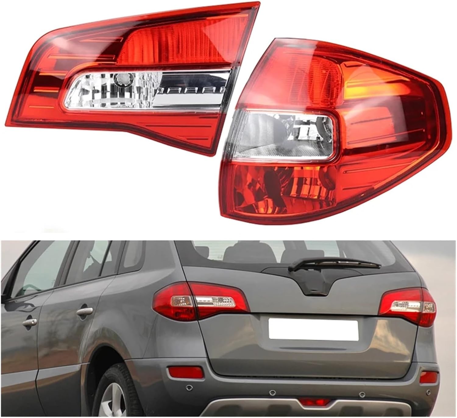 Car Rear Tail Light Cover Brake Light Parking Lamp Stop Light Without bulb 26550-JY05A 26555-JY05A Compatible with Renault Koleos 2008-2014(Outside Right)