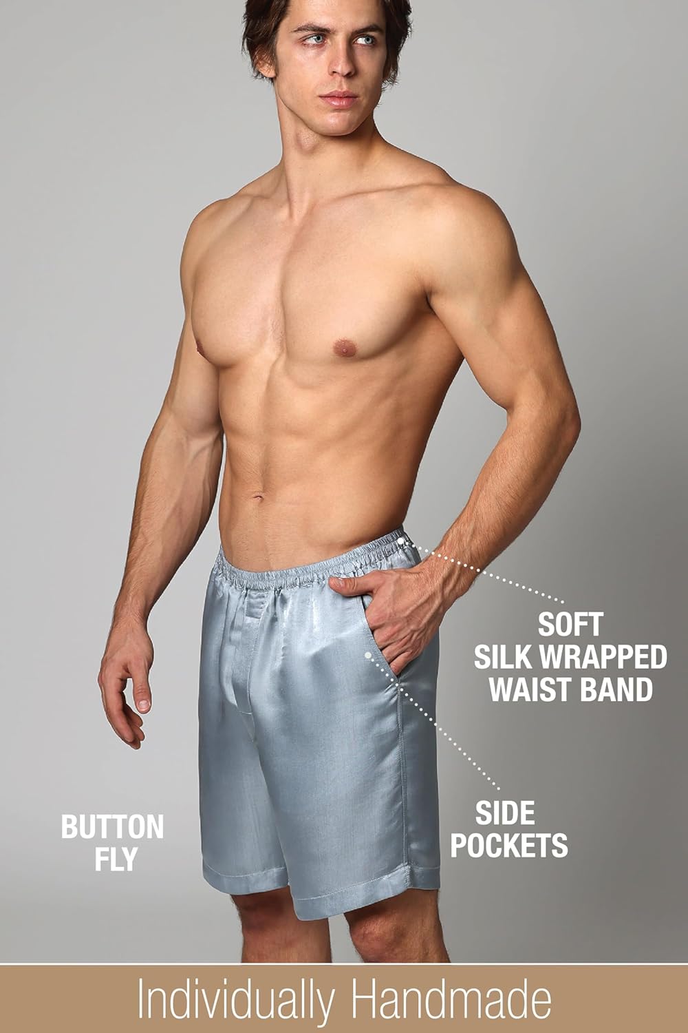 Tara Sartoria Luxury Artisan Silk Boxer Shorts For Men, 27mm Washable Natural Silk - Image 4