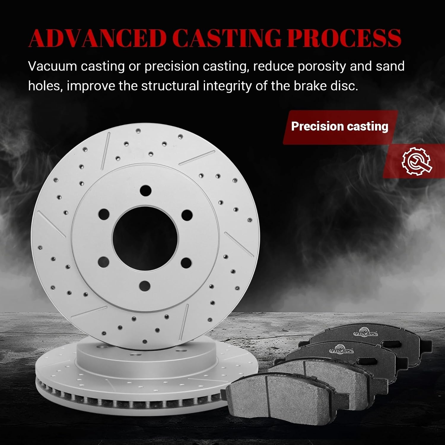 Front & Rear Drilled Slotted Rotors and Ceramic Disc Brake Pads Kit 6-Lugs for Lincoln Mark Lt 2006-2008, for Ford F-150 2004 2005 2006 2007 2008 (4X4 Models)