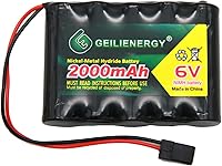 Vista 5 de Paquete de 2 baterías NiMH RX de 6 V 2000 mAh recargables con conector Hitec para aviones RC y robot para caminar