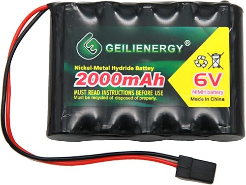 Paquetes de baterías NiMH RX de 6 V 2000 mAh con conector Hitec para aviones RC y robot para caminar recargables (1 paquete)